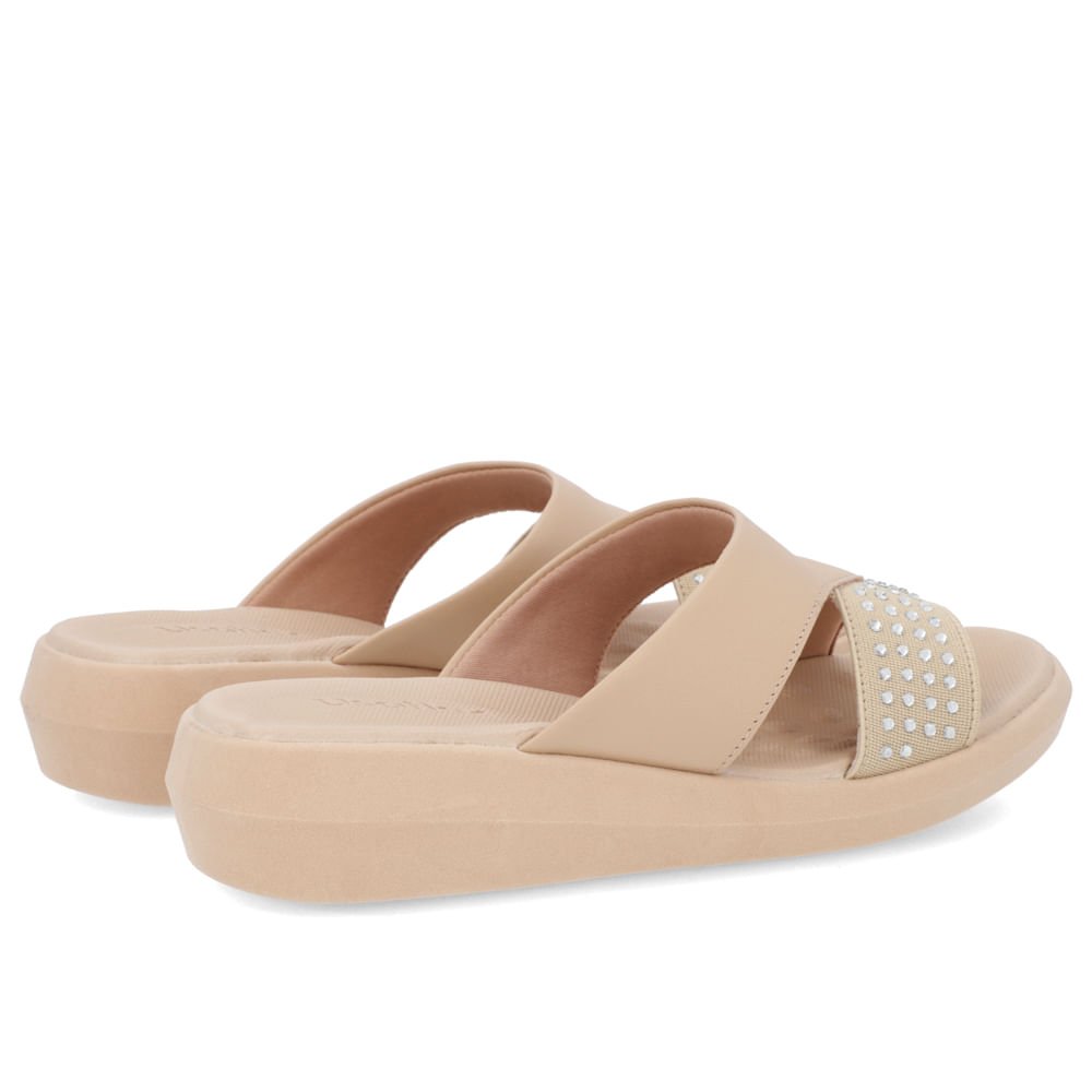 Tamanco Salto Plataforma Couro Bege Brilho Bege 3