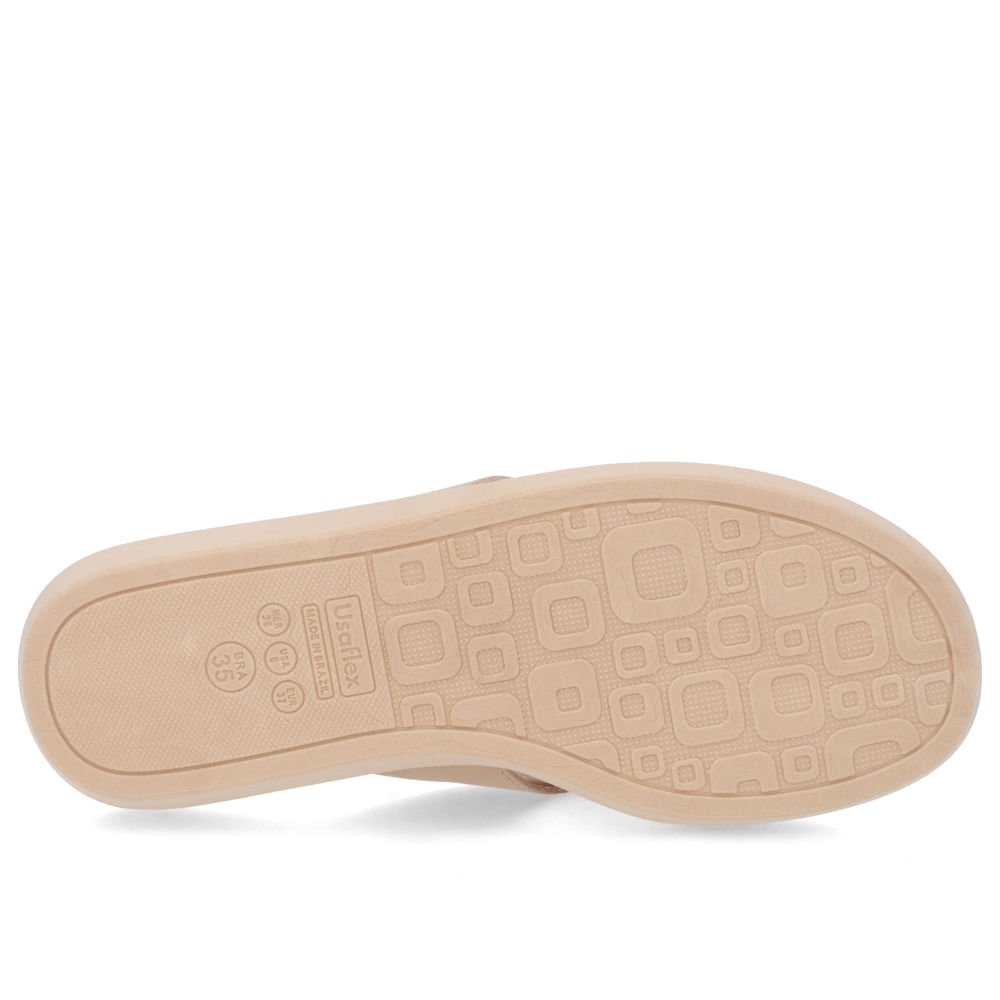 Tamanco Salto Plataforma Couro Bege Brilho Bege 5