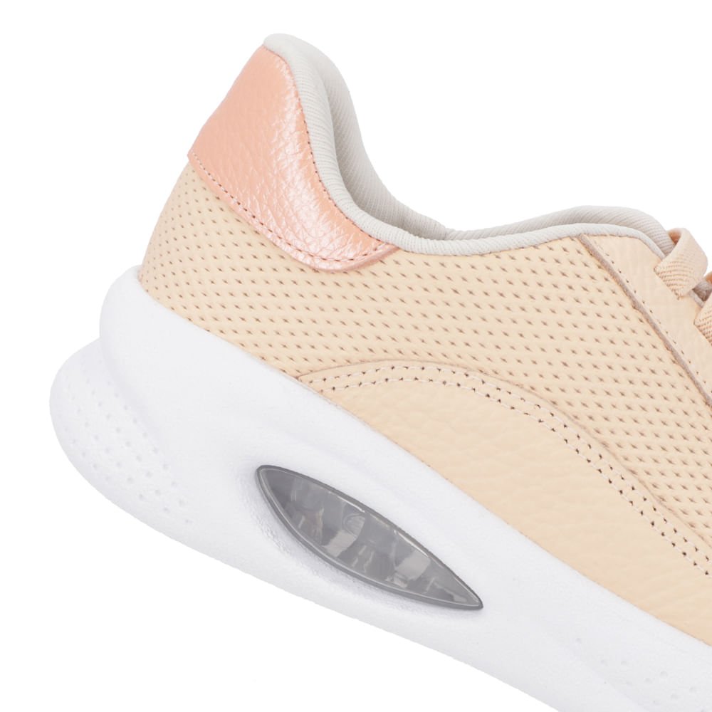 Tênis Laranja Claro Couro Cadarço Elástico Bege 4