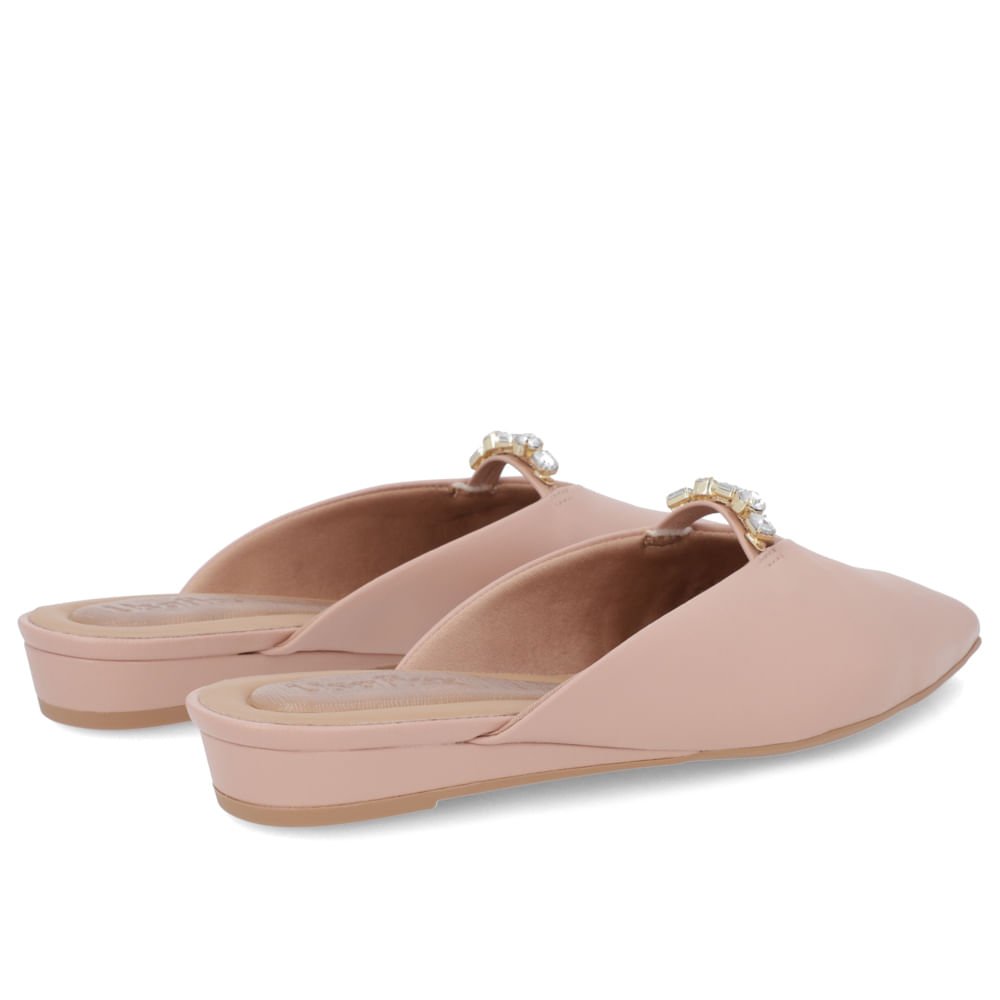 Mule Rosa Bico Fino Couro Salto Anabela Rosa 3