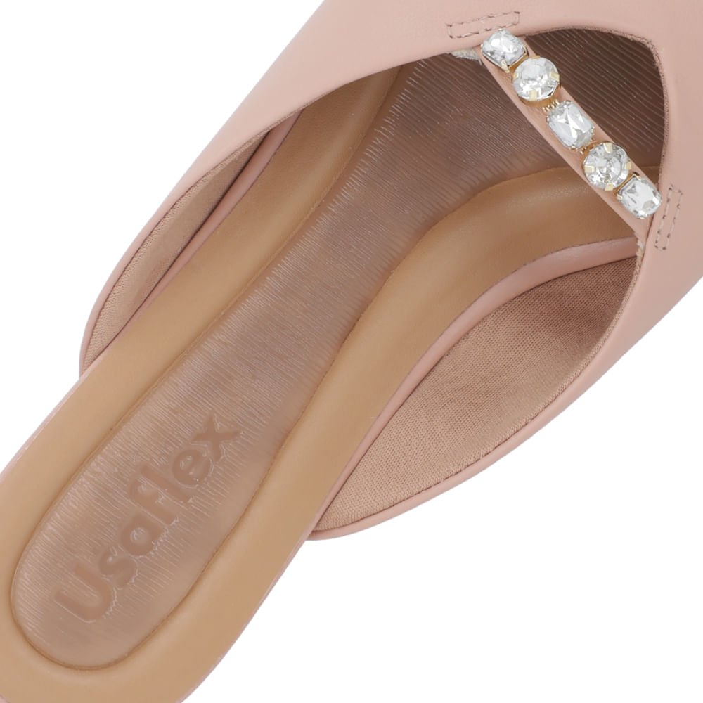 Mule Rosa Bico Fino Couro Salto Anabela Rosa 4