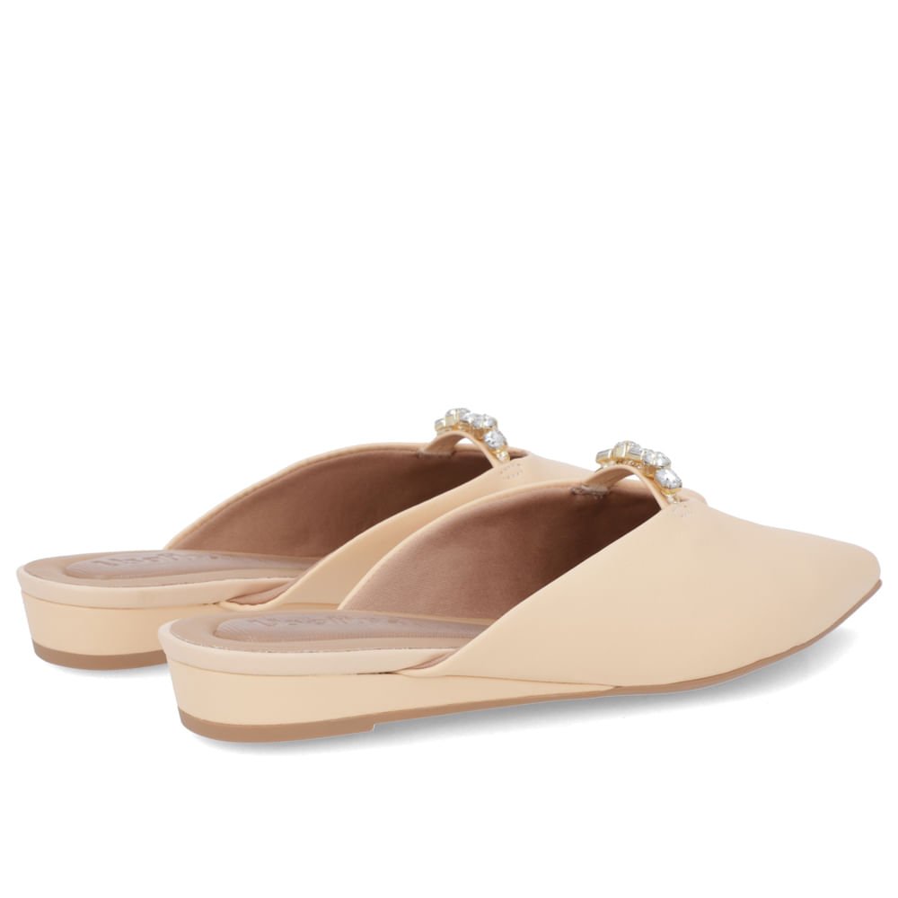 Mule Laranja Bico Fino Couro Salto Anabela Bege 3