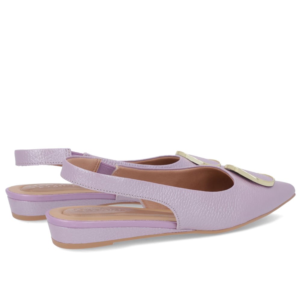 Slingback Lilás Perolado Salto Anabela Couro Enfeite Roxo 3