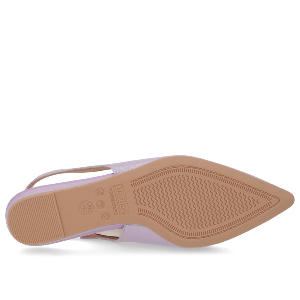 Slingback Lilás Perolado Salto Anabela Couro Enfeite Roxo 5