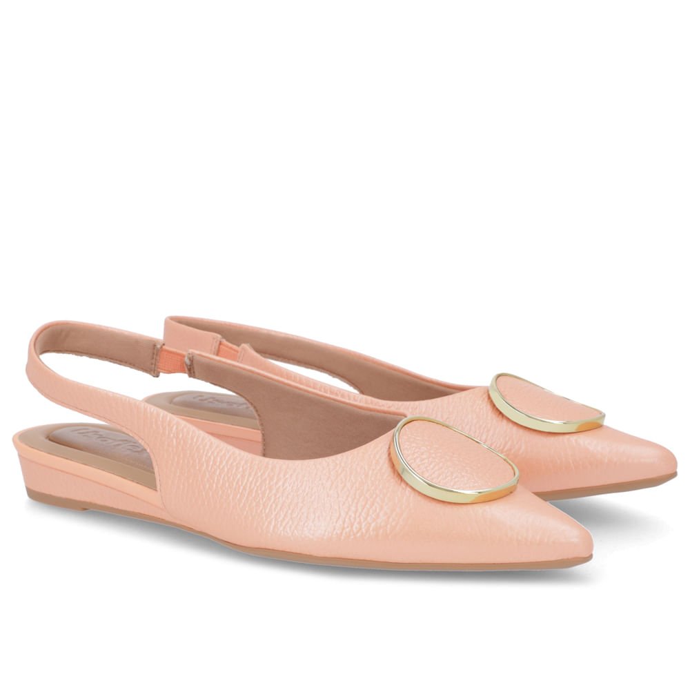 Slingback Laranja Perolado Salto Anabela Couro Enfeite Laranja 2