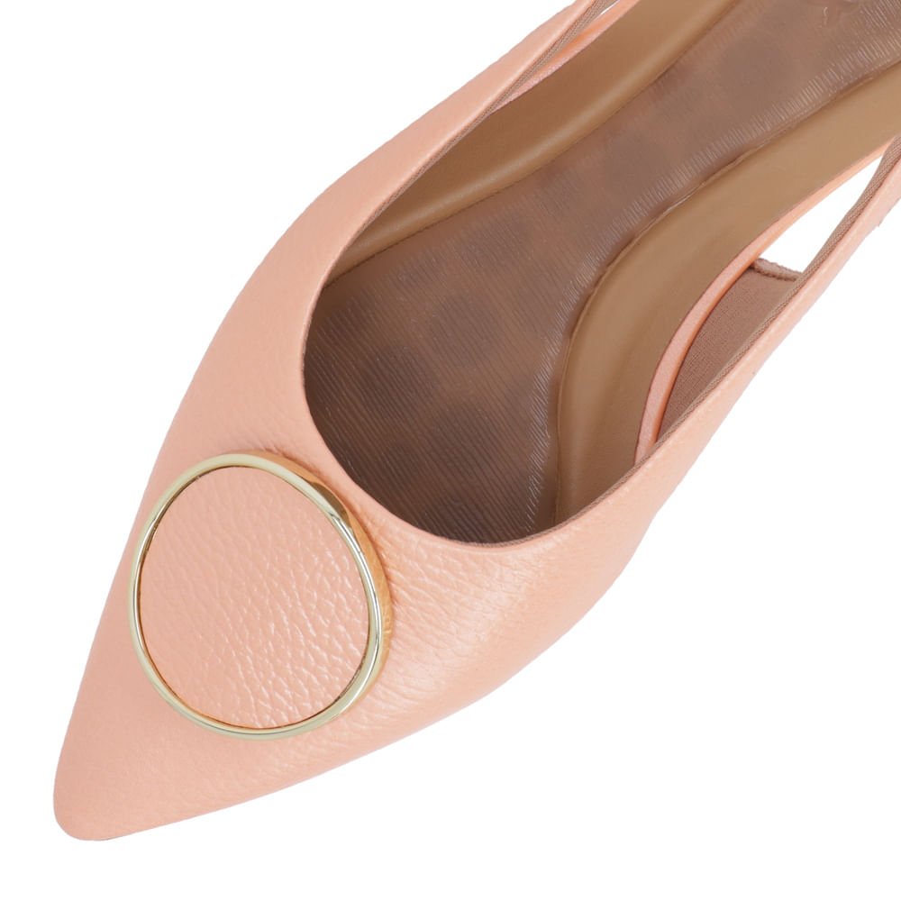 Slingback Laranja Perolado Salto Anabela Couro Enfeite Laranja 4