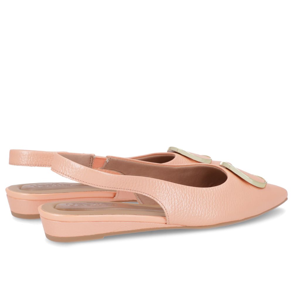 Slingback Laranja Perolado Salto Anabela Couro Enfeite Laranja 3