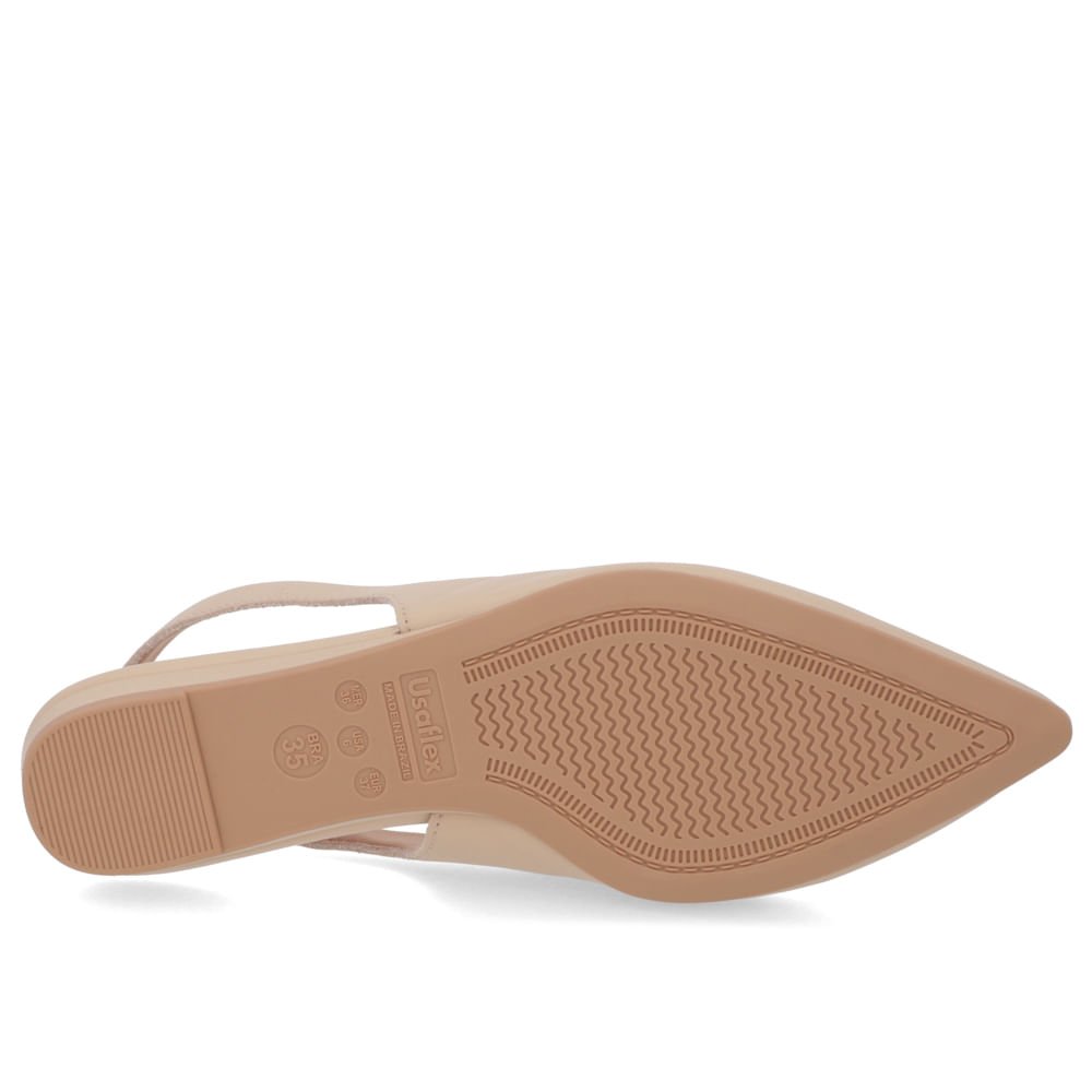 Slingback Bege Salto Anabela Couro Enfeite Bege 5