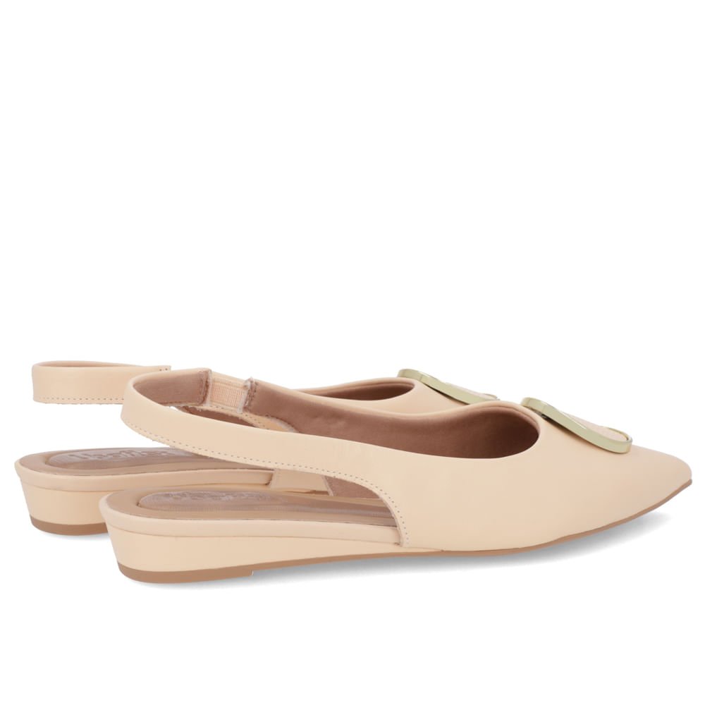Slingback Laranja Salto Anabela Couro Enfeite Bege 3