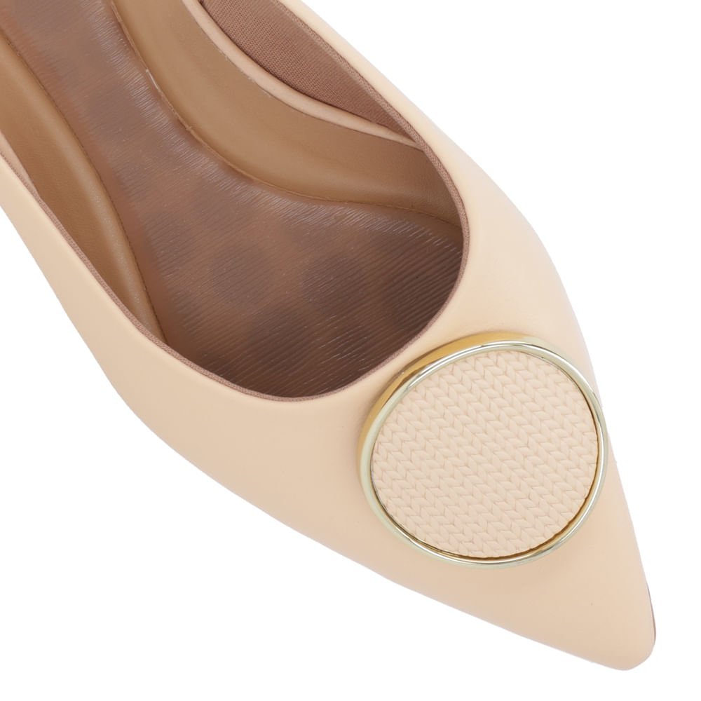 Slingback Laranja Salto Anabela Couro Enfeite Bege 4