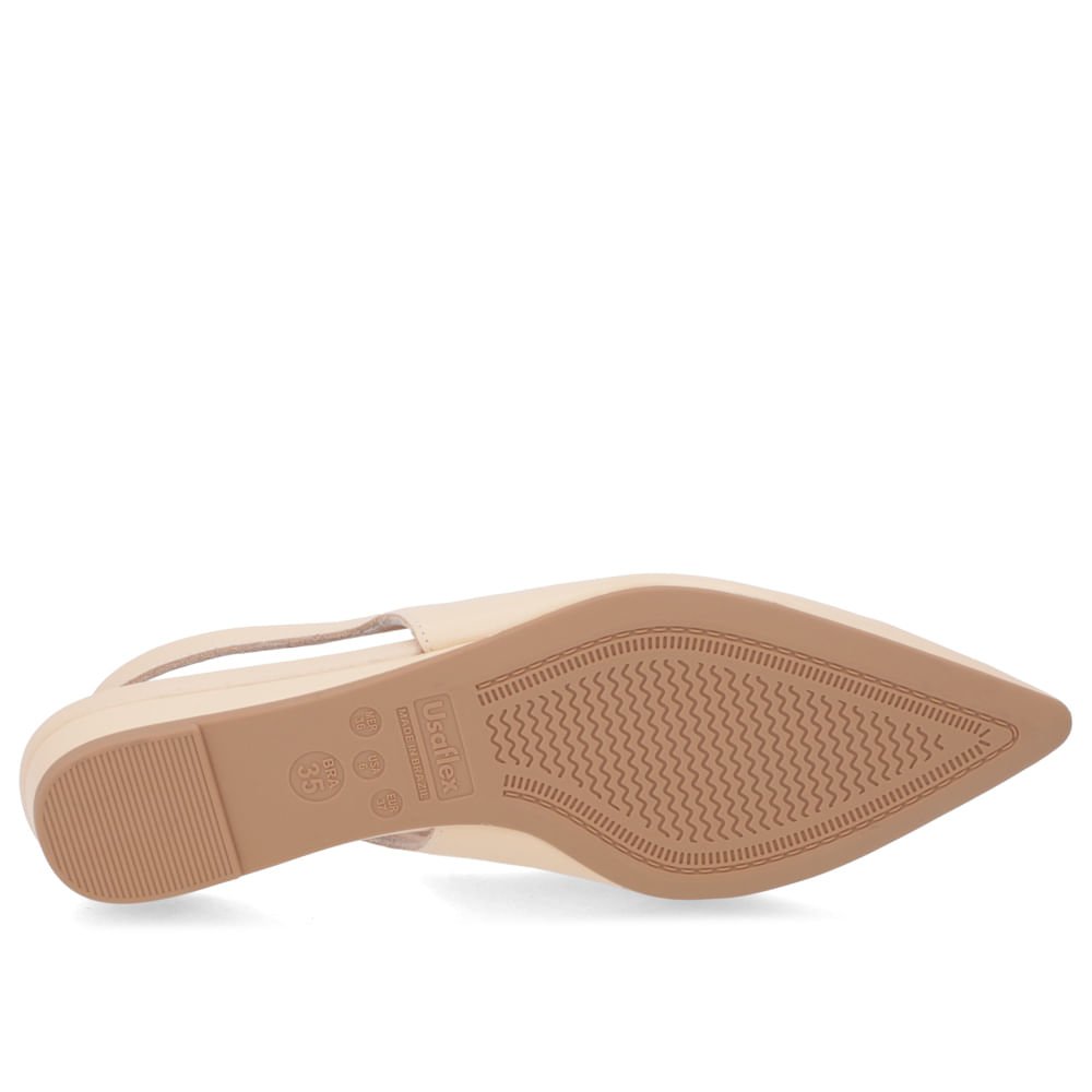 Slingback Laranja Salto Anabela Couro Enfeite Bege 5