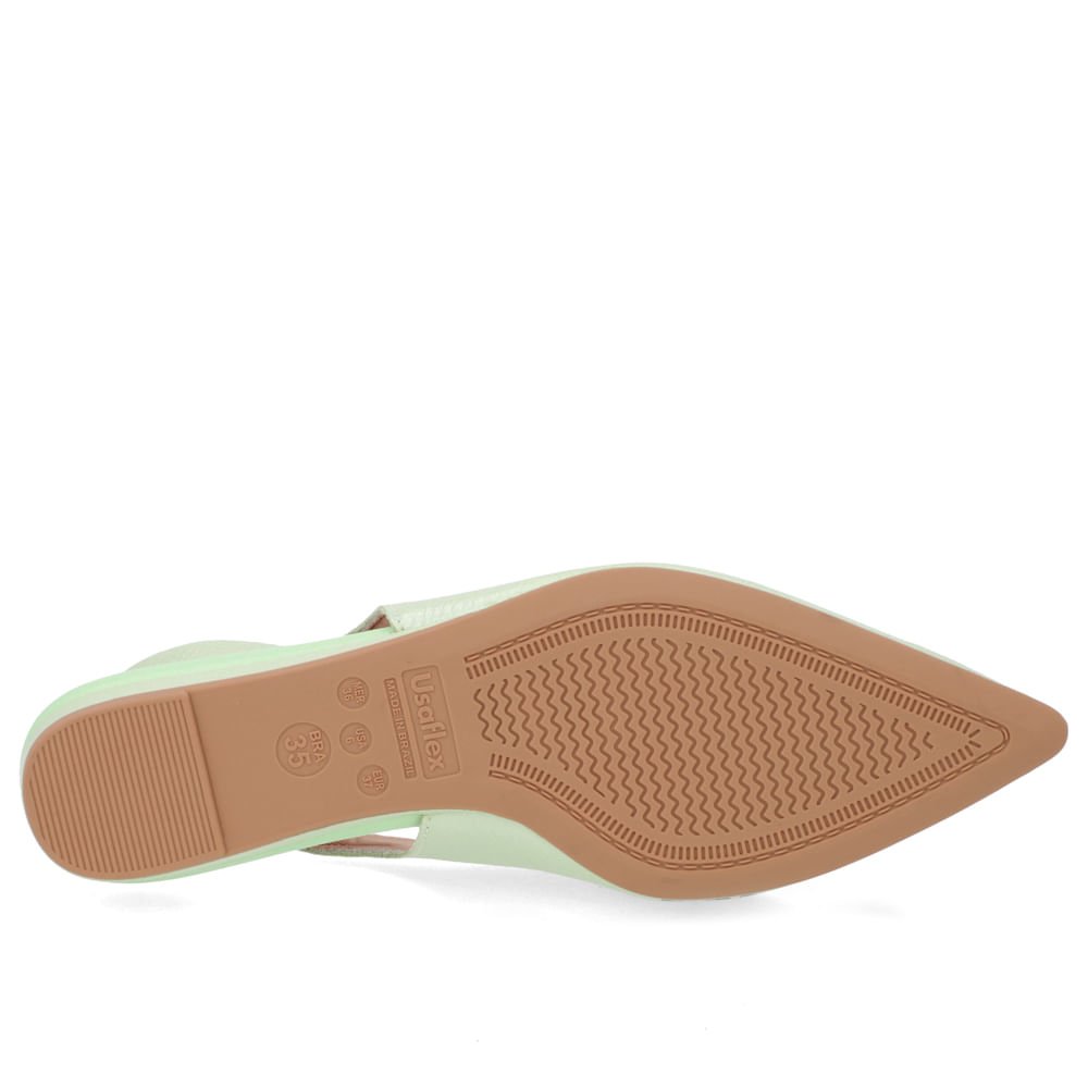 Slingback Verde Salto Anabela Couro Enfeite Verde 5