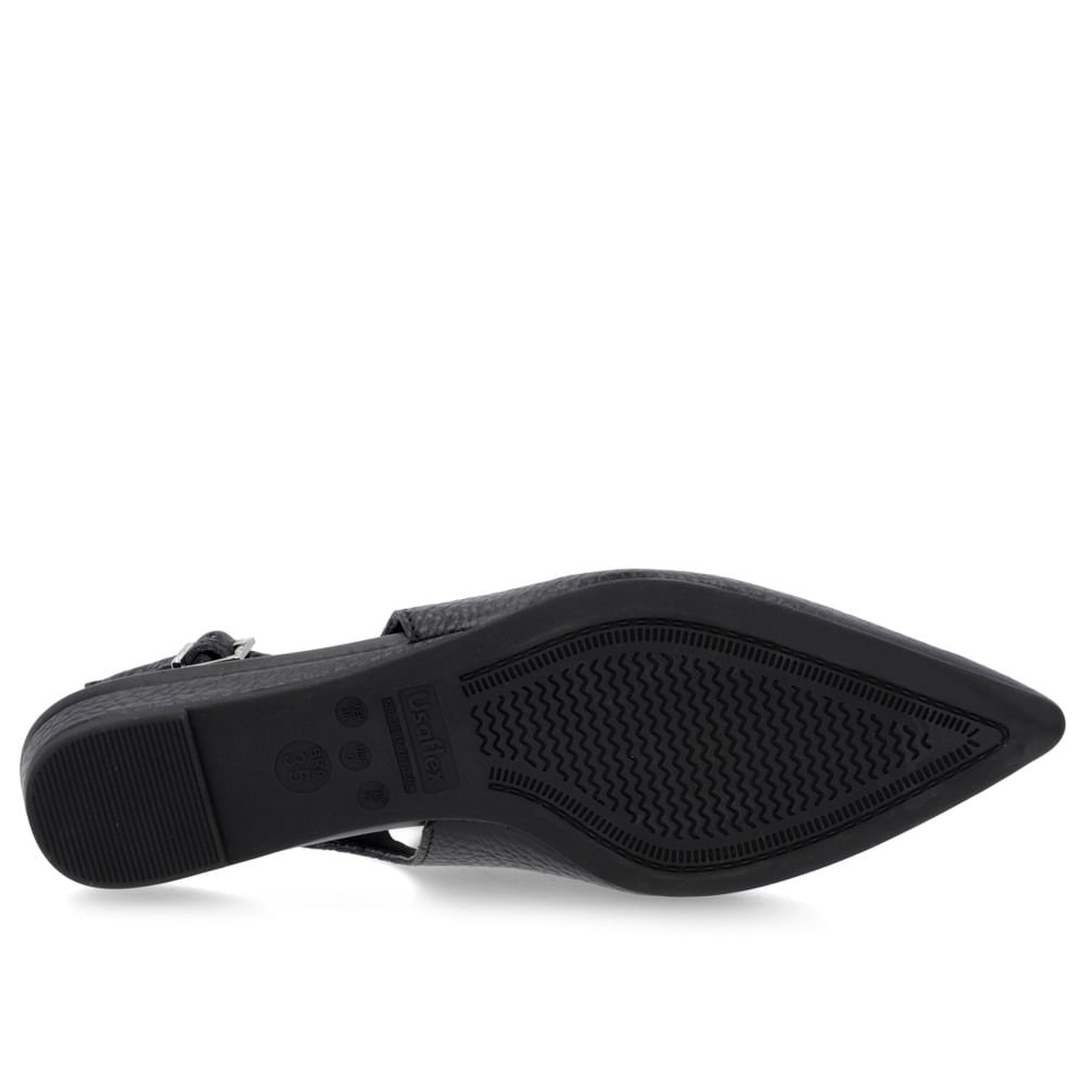 Slingback Preto Salto Anabela Couro Enfeite Brilho Preto 5