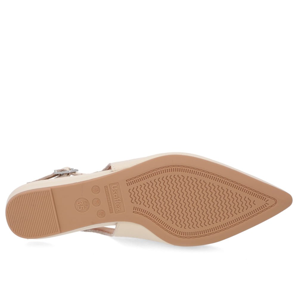 Slingback Bege Salto Anabela Couro Enfeite Brilho Bege 5