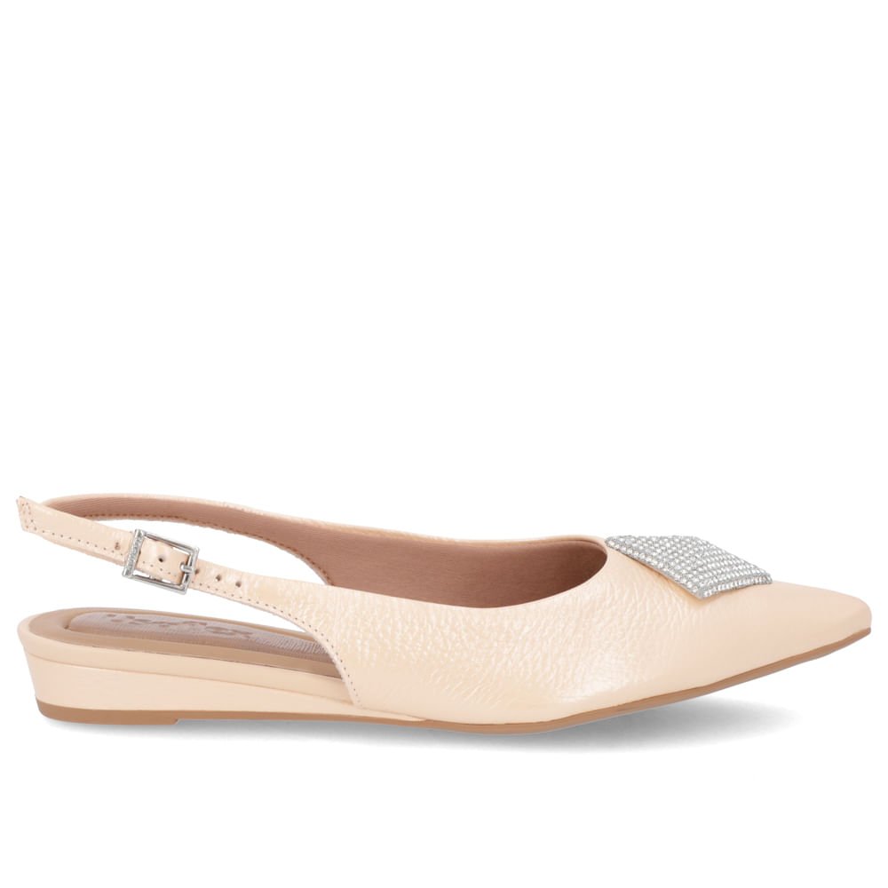 Slingback Laranja Salto Anabela Couro Enfeite Brilho