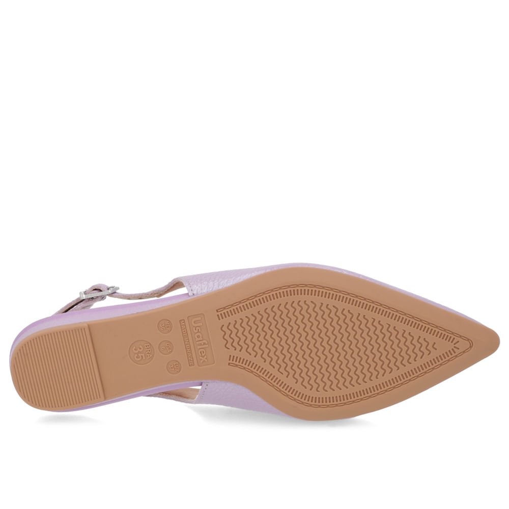 Slingback Lilás Perolado Salto Anabela Couro Enfeite Brilho Roxo 5
