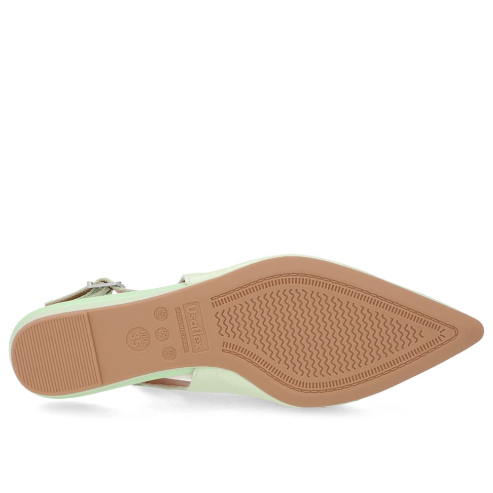 Slingback Verde Perolado Salto Anabela Couro Enfeite Brilho Verde 5