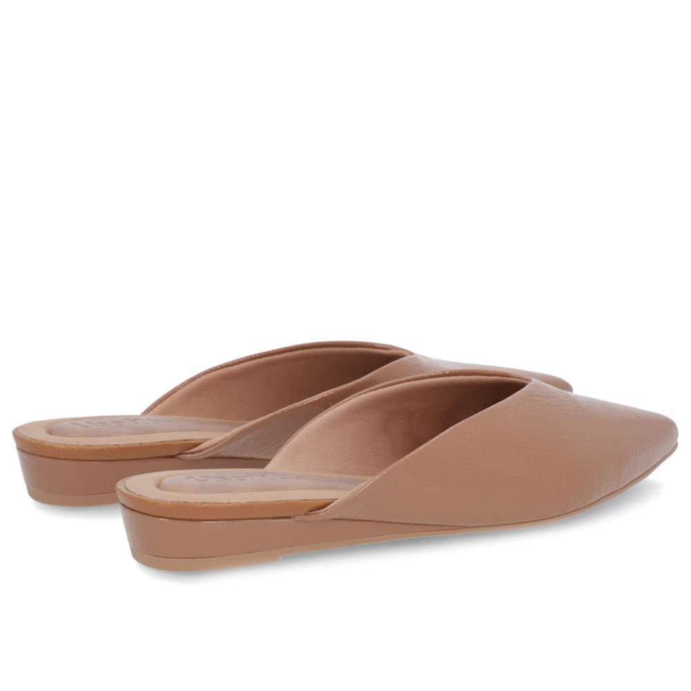Mule Marrom Bico Fino Couro Verniz Salto Anabela Marrom 3
