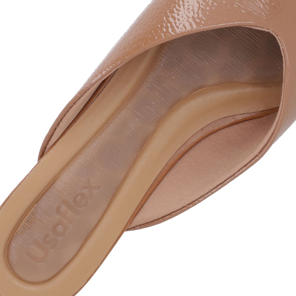Mule Marrom Bico Fino Couro Verniz Salto Anabela Marrom 4