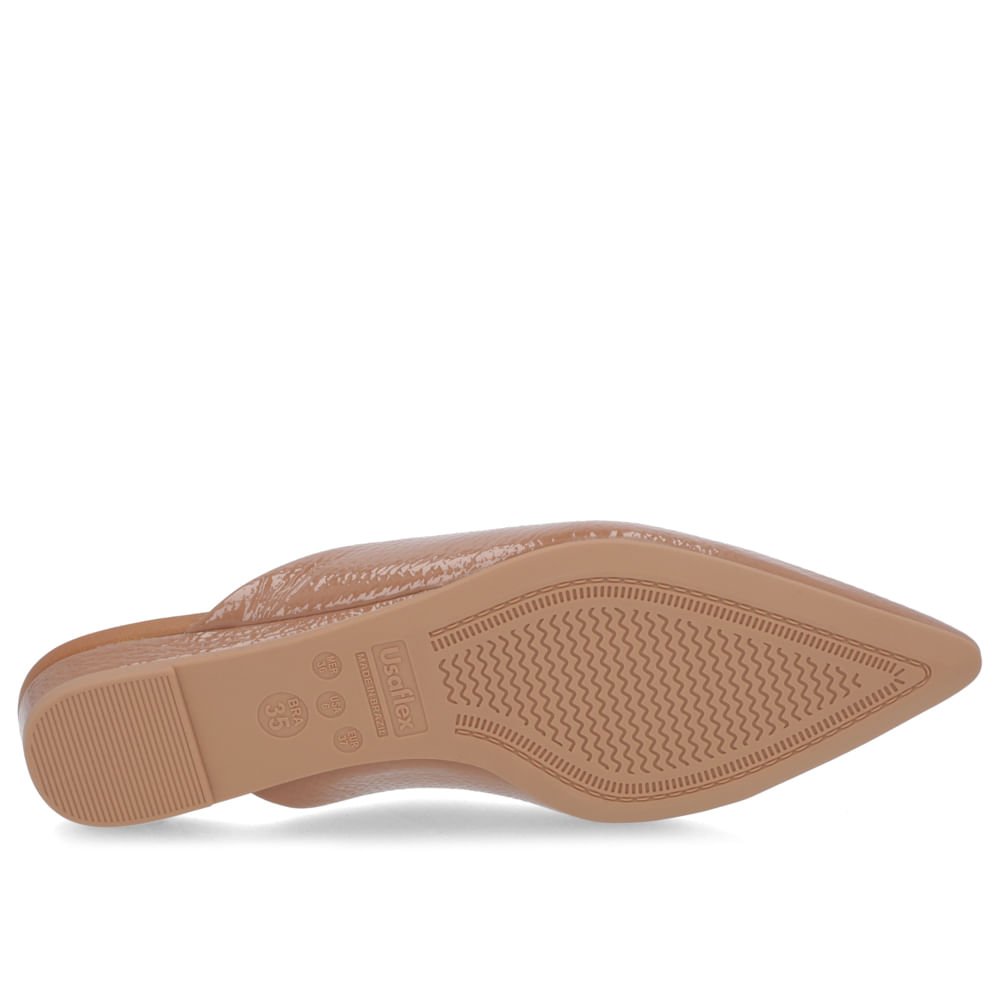 Mule Marrom Bico Fino Couro Verniz Salto Anabela Marrom 5