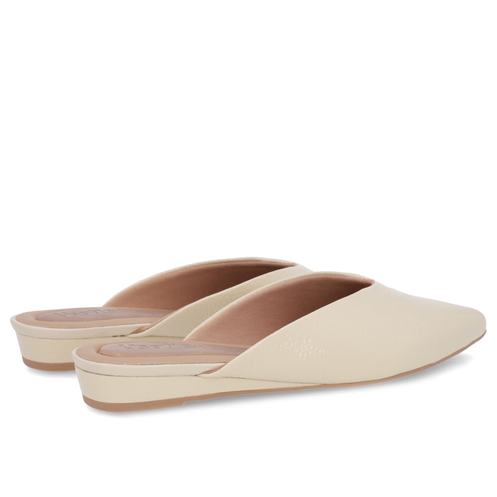 Mule Bege Bico Fino Couro Verniz Salto Anabela Bege 3