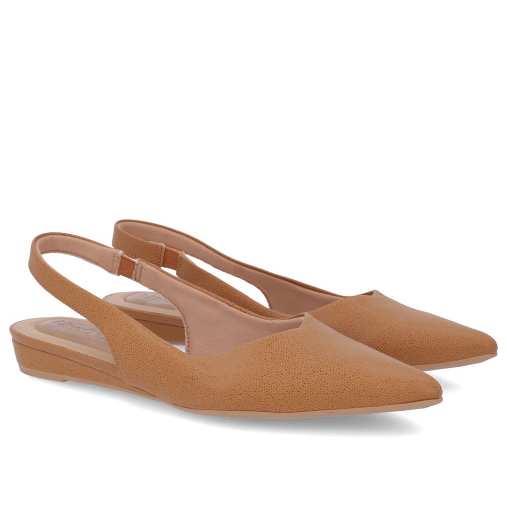 Slingback Marrom Couro Salto Anabela Marrom 2