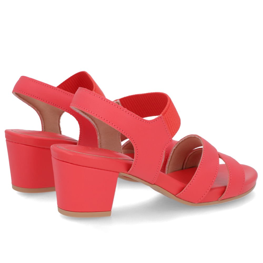 Sandália Salto Bloco Vermelha Couro Vermelho 3