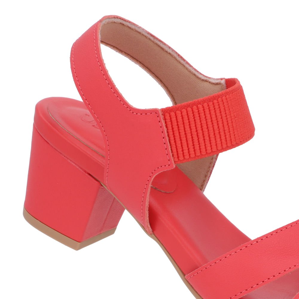 Sandália Salto Bloco Vermelha Couro Vermelho 4