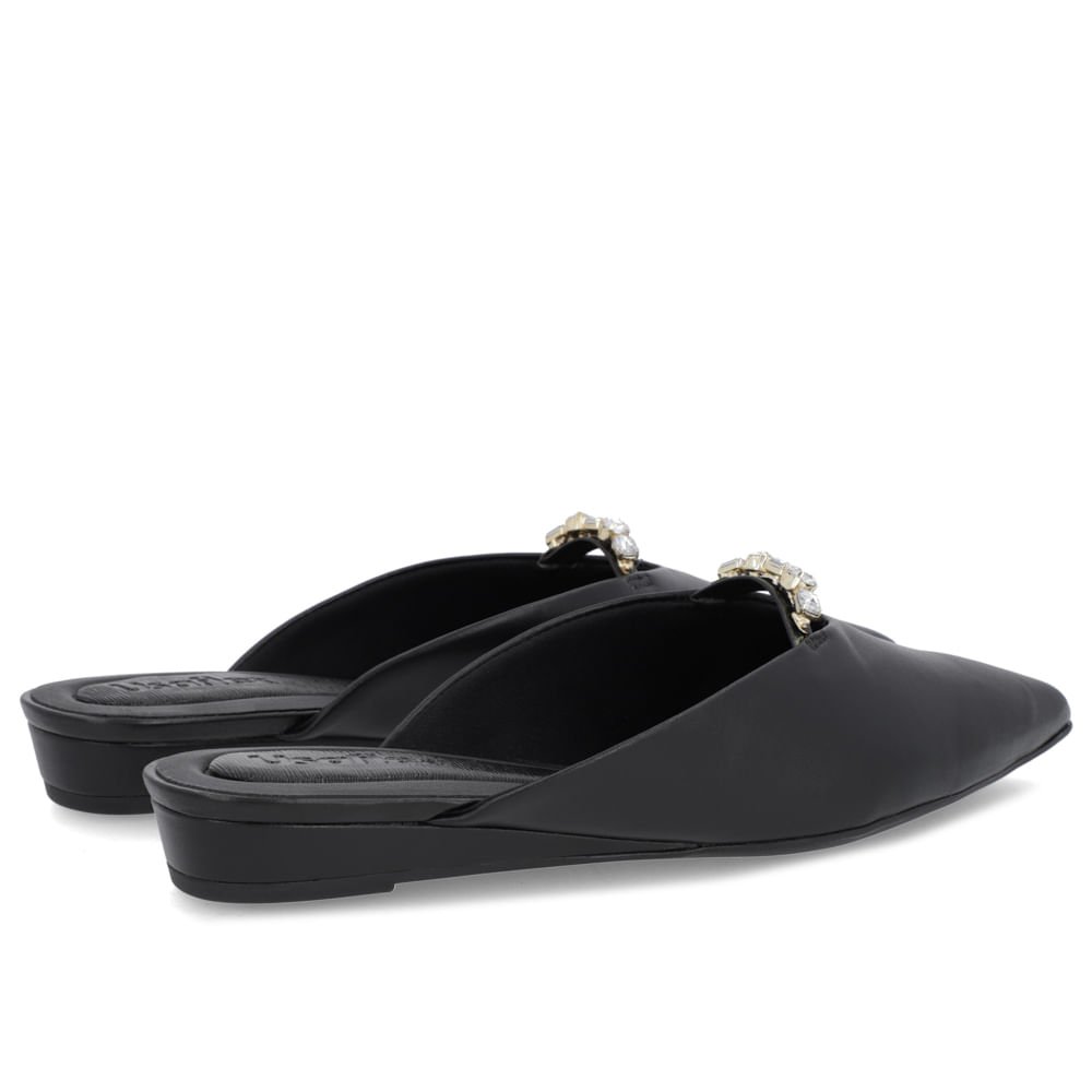 Mule Preto Bico Fino Couro Salto Anabela Preto 3