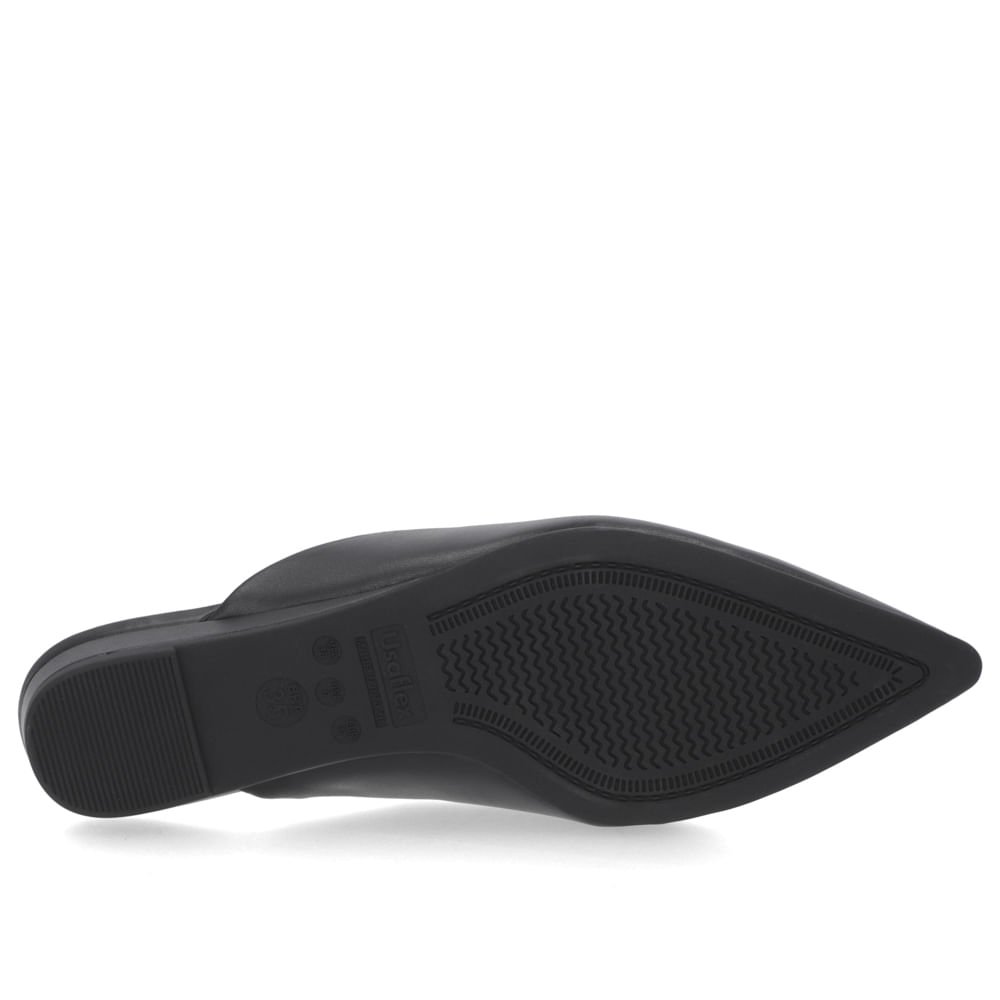 Mule Preto Bico Fino Couro Salto Anabela Preto 5