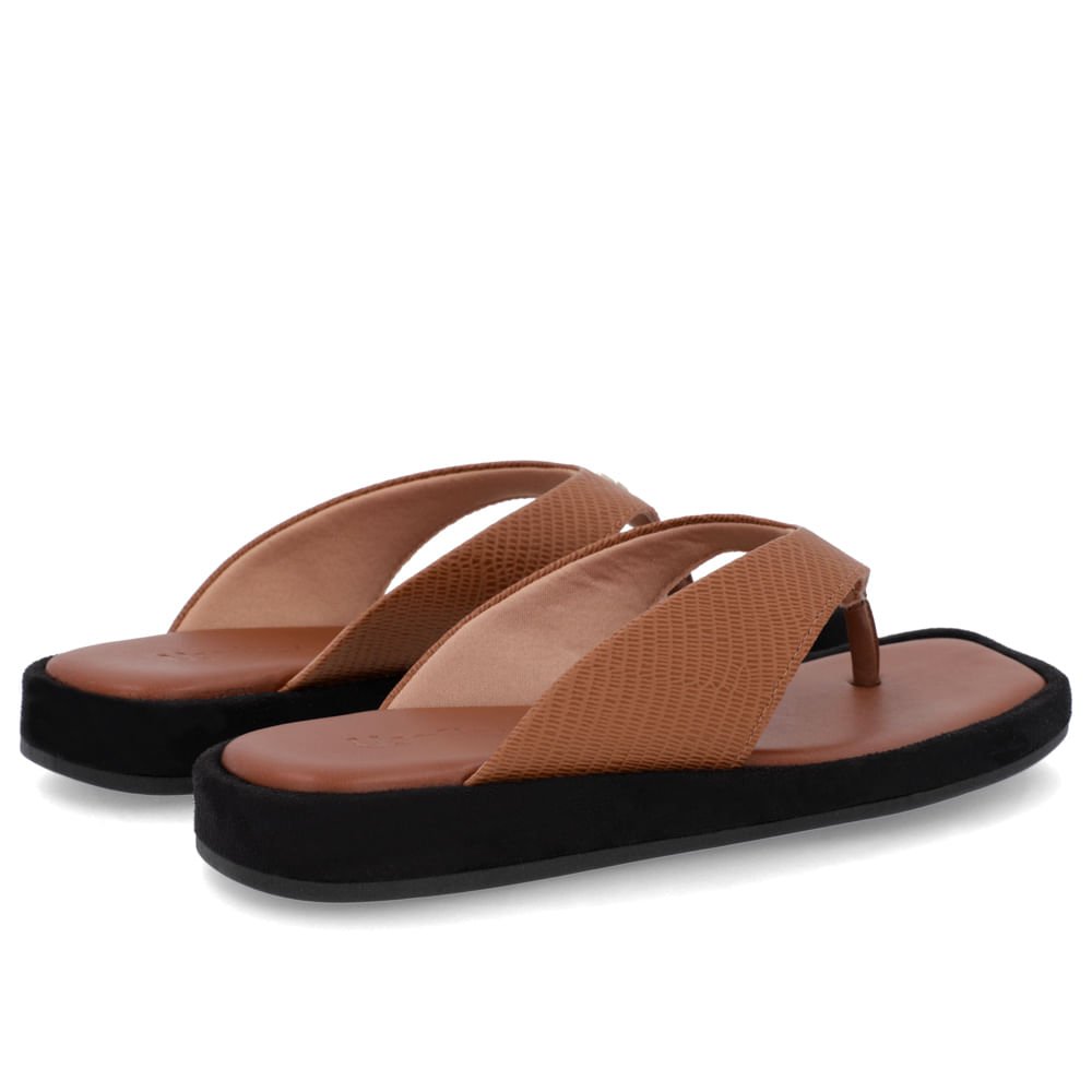 Chinelo Básico Couro Marrom Sola Preta Marrom 3