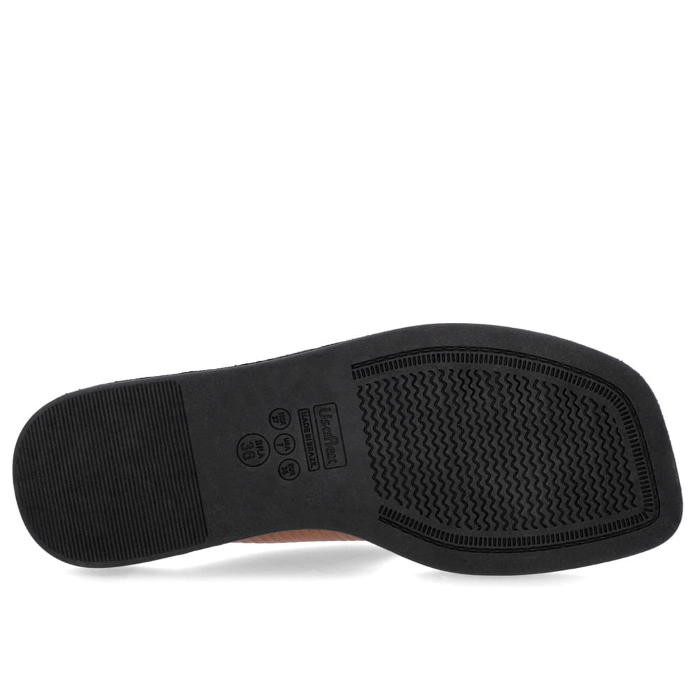 Chinelo Básico Couro Marrom Sola Preta Marrom 5