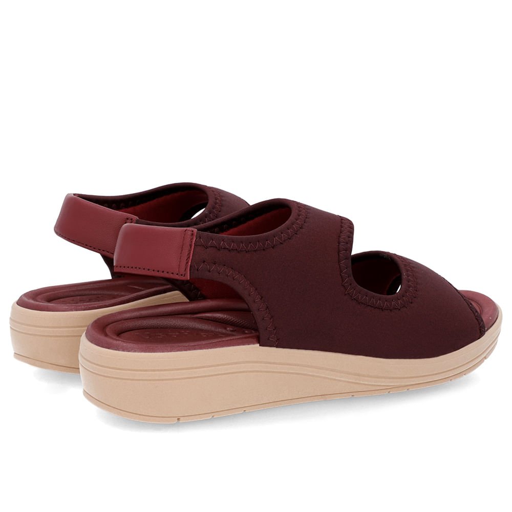 Sandália Salto Anabela Elastano Vinho Detalhe Costura Vermelho 4