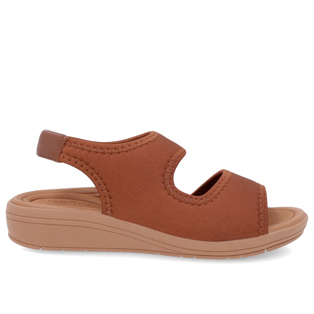 Sandália Salto Anabela Elastano Marrom Detalhe Costura Marrom 1