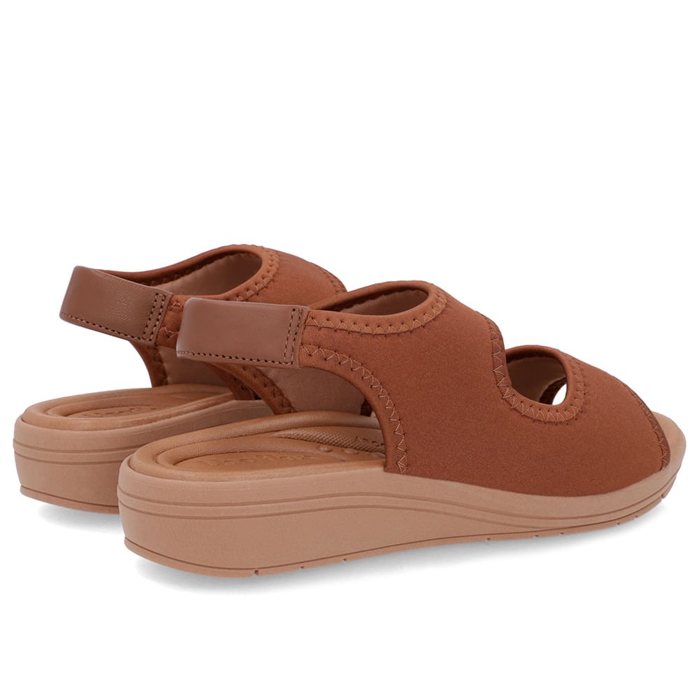 Sandália Salto Anabela Elastano Marrom Detalhe Costura Marrom 3