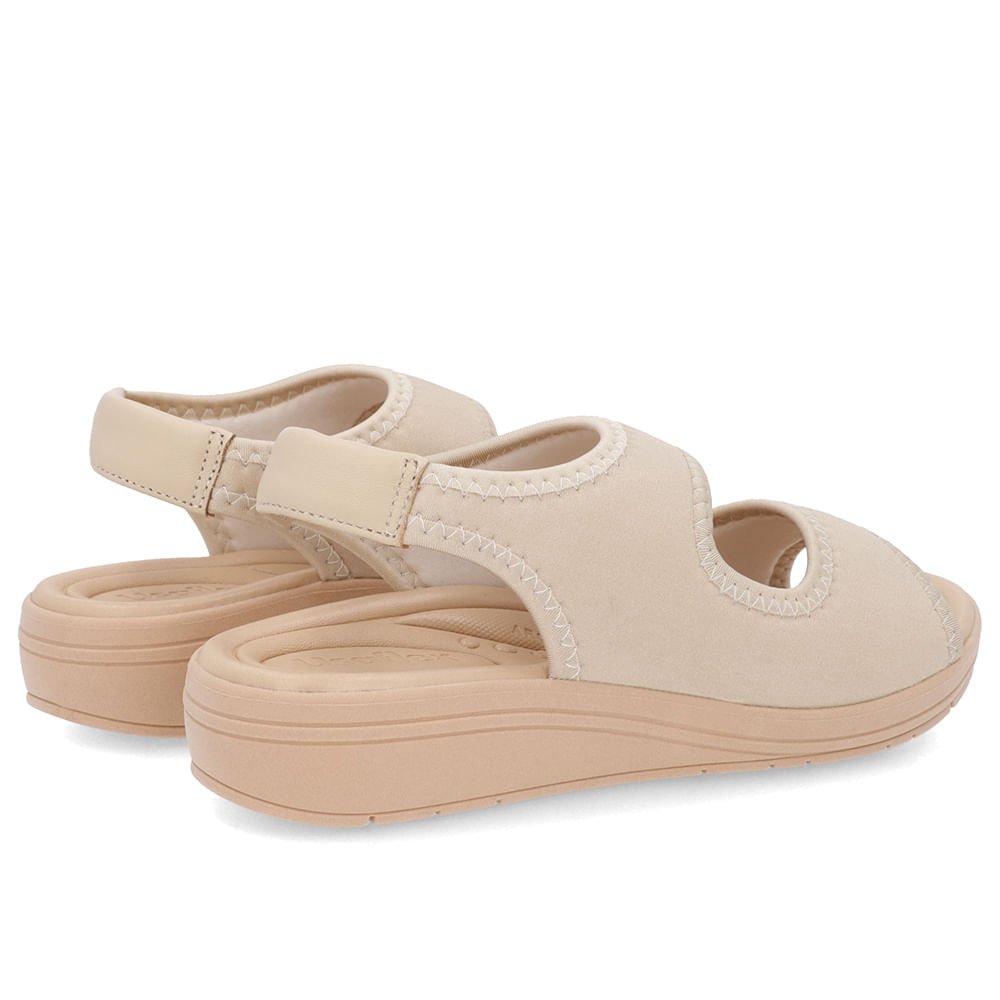 Sandália Salto Anabela Elastano Bege Detalhe Costura Bege 3