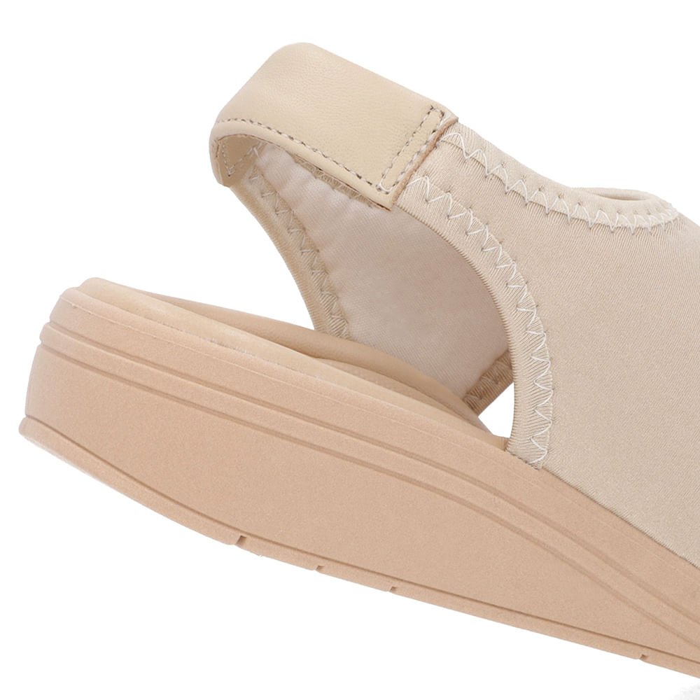 Sandália Salto Anabela Elastano Bege Detalhe Costura Bege 5