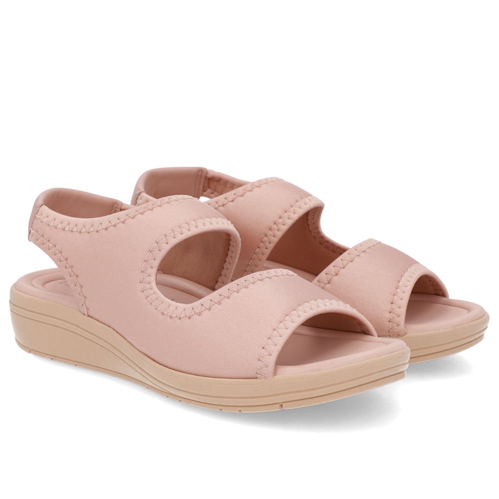 Sandália Salto Anabela Elastano Rosa Detalhe Costura Rosa 2