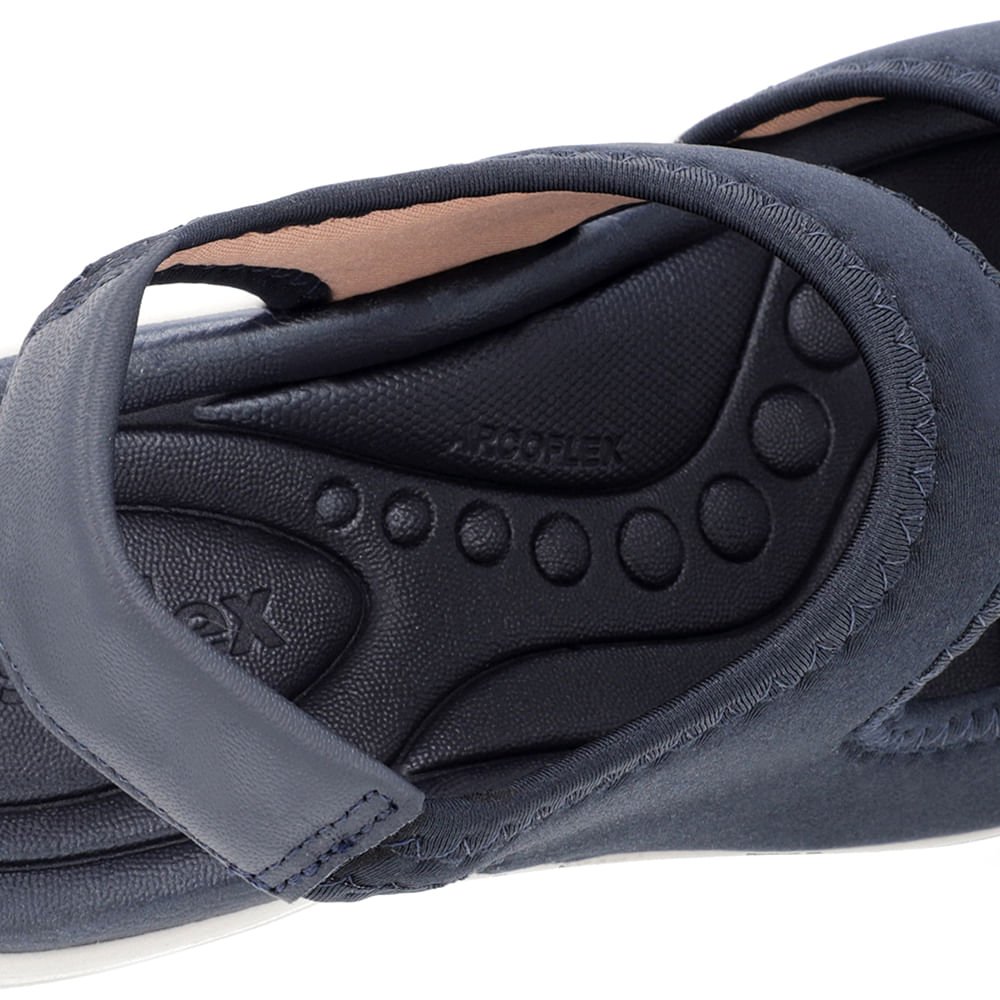 Sandália Salto Anabela Elastano Marinho Detalhe Costura Azul 5