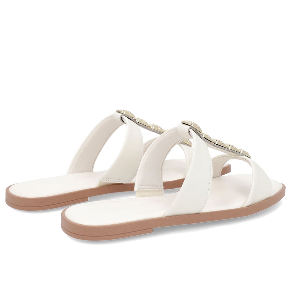 Rasteira Bico Redondo Couro Off-White Branco 3