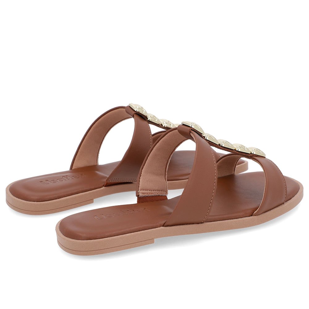 Rasteira Bico Redondo Couro Marrom Marrom 3