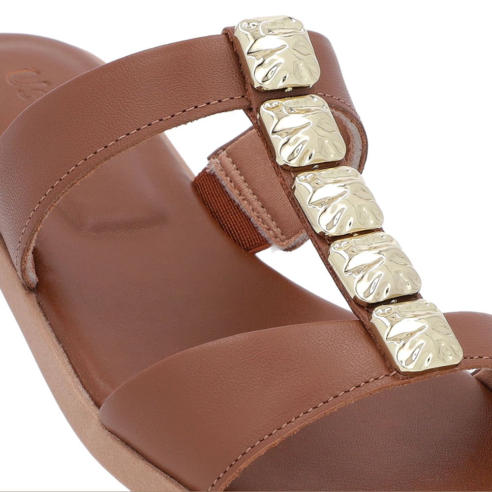 Rasteira Bico Redondo Couro Marrom Marrom 4