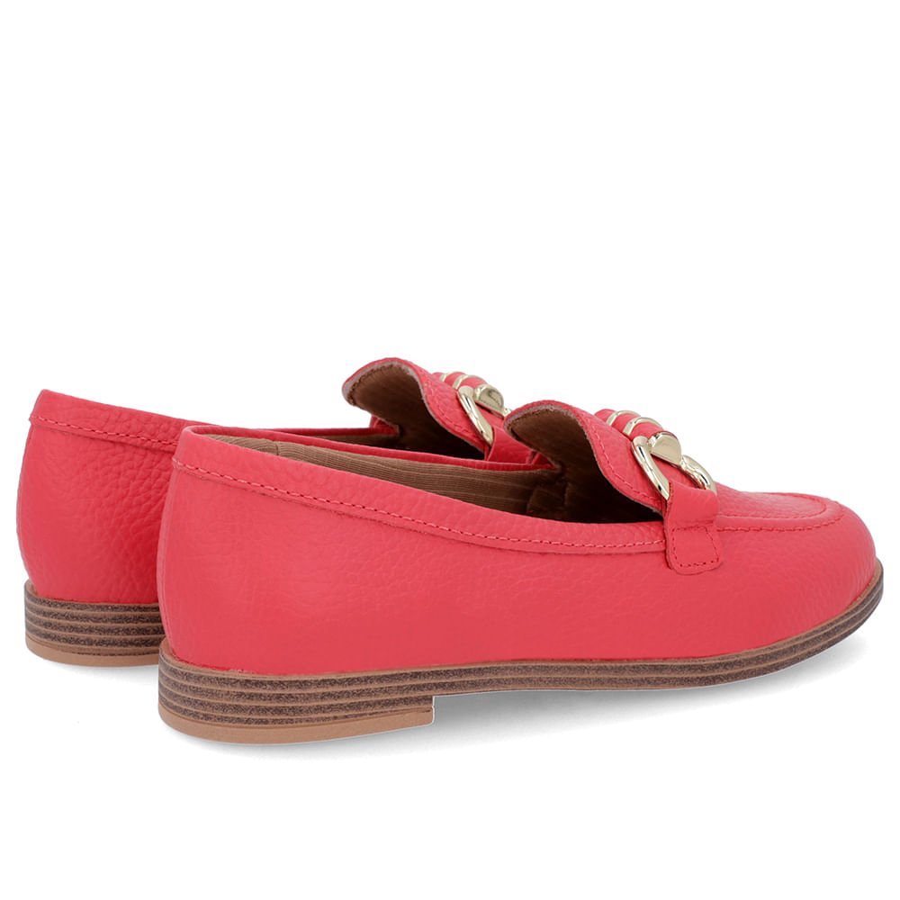 Loafer Vermelho Salto Bloco Couro Básico Vermelho 4