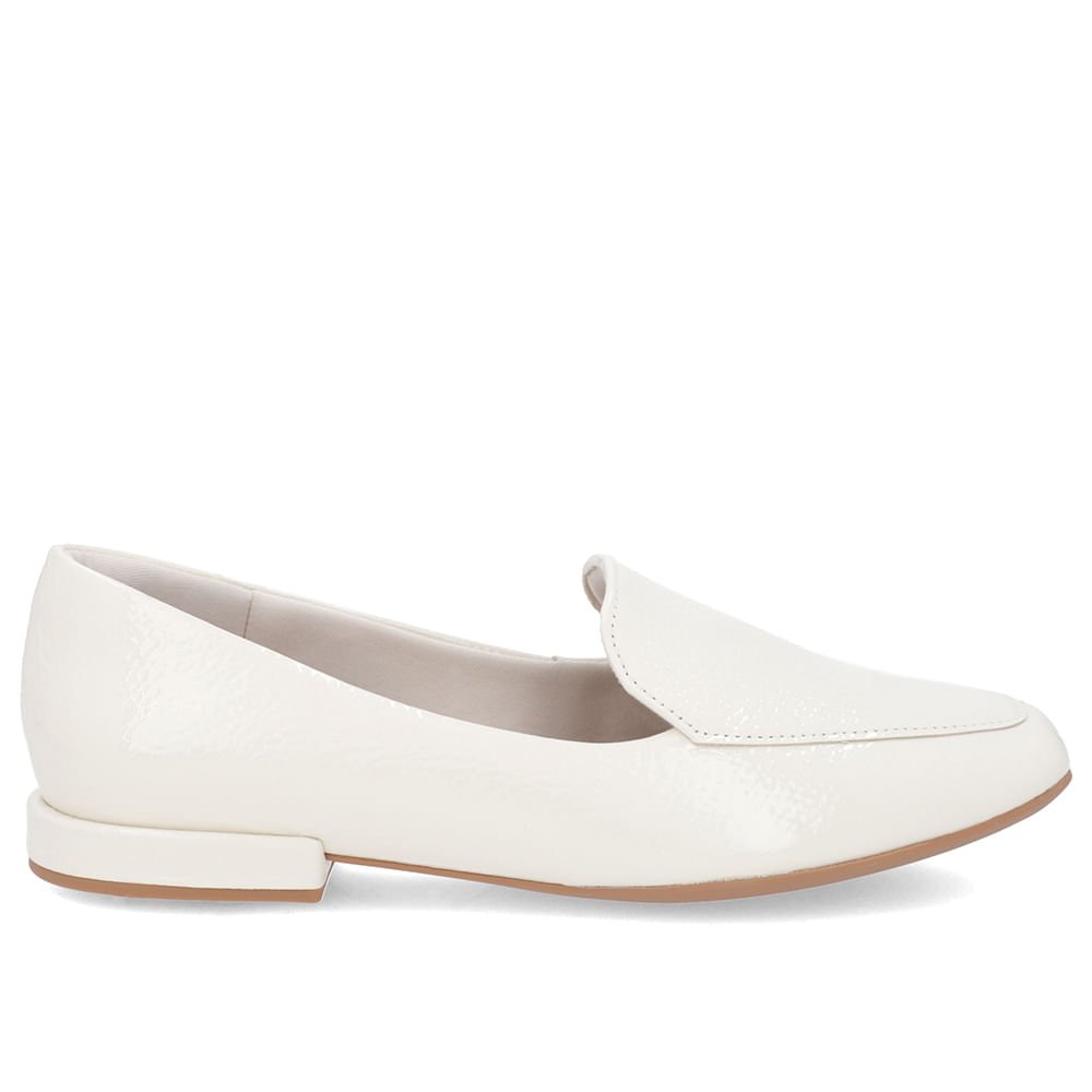 Loafer Off-White Liso Básico Couro Verniz Branco 1