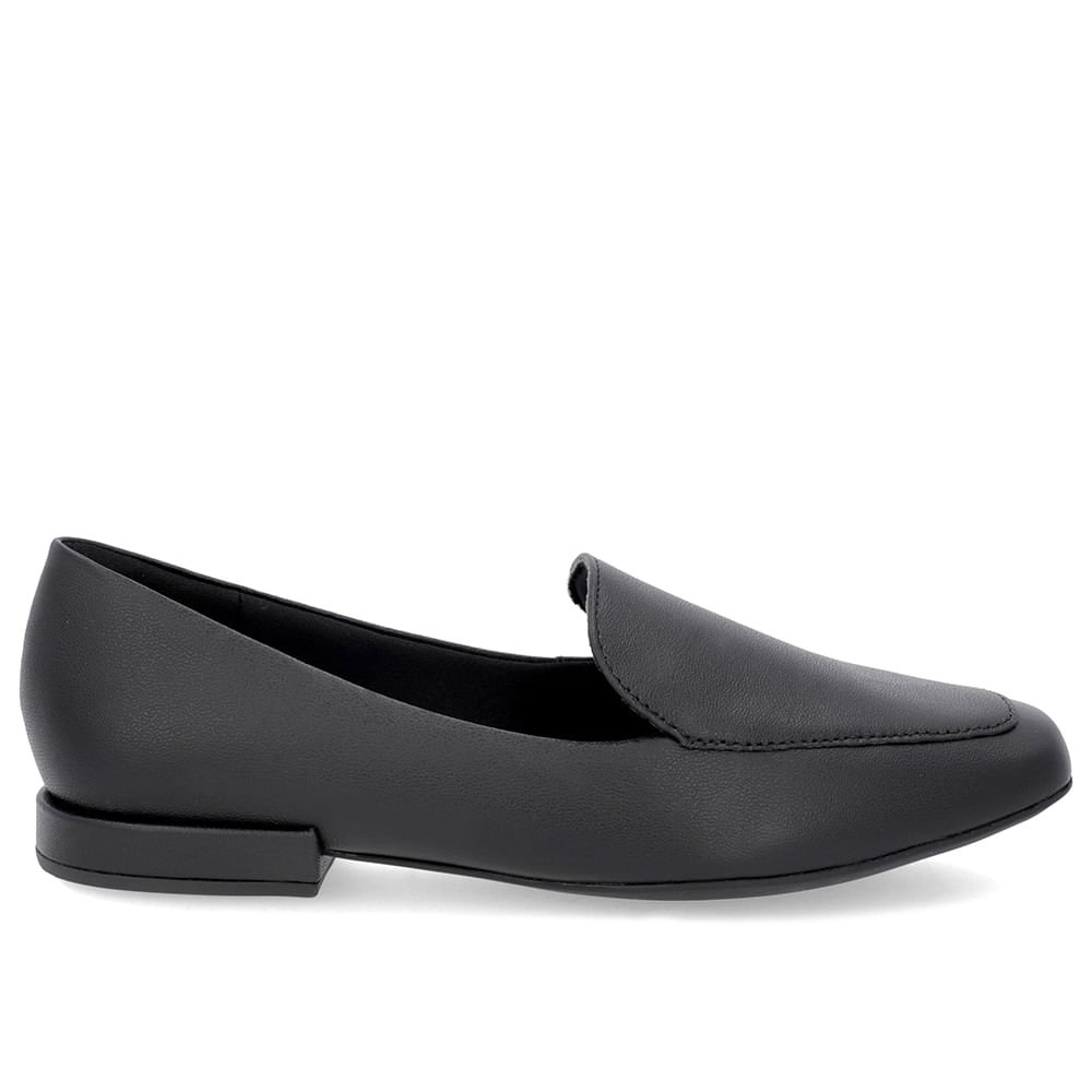 Loafer Preto Liso Básico Couro