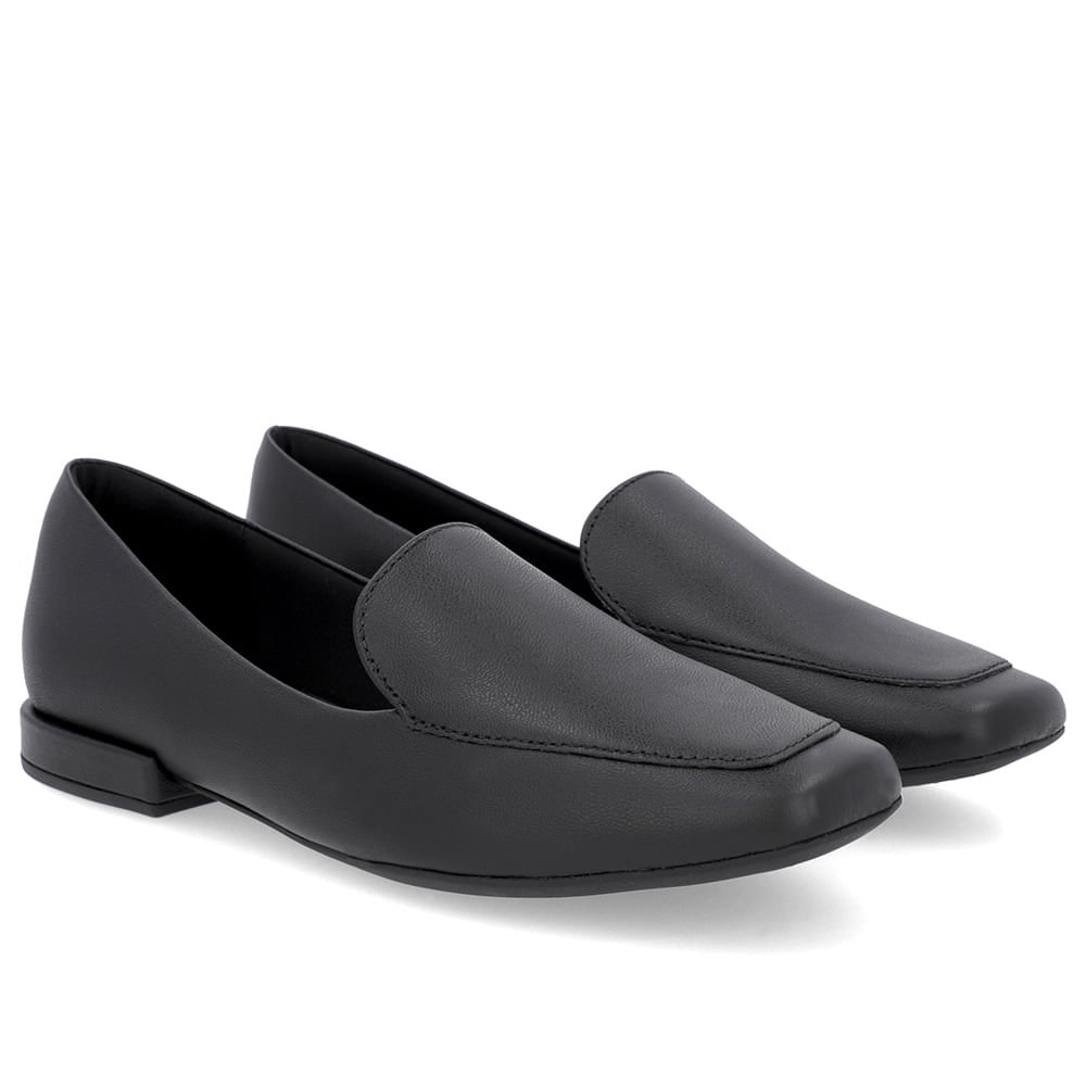 Loafer Preto Liso Básico Couro Preto 2