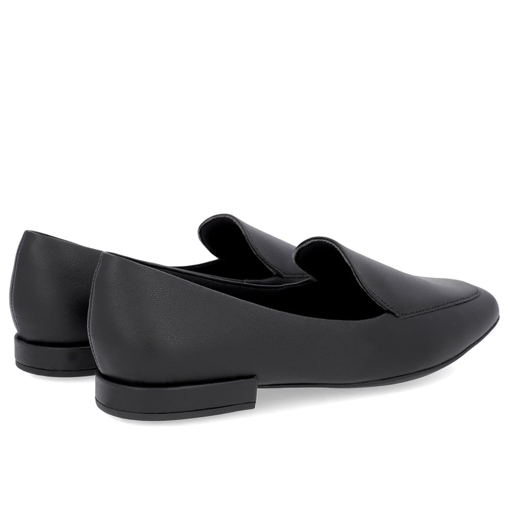 Loafer Preto Liso Básico Couro Preto 3