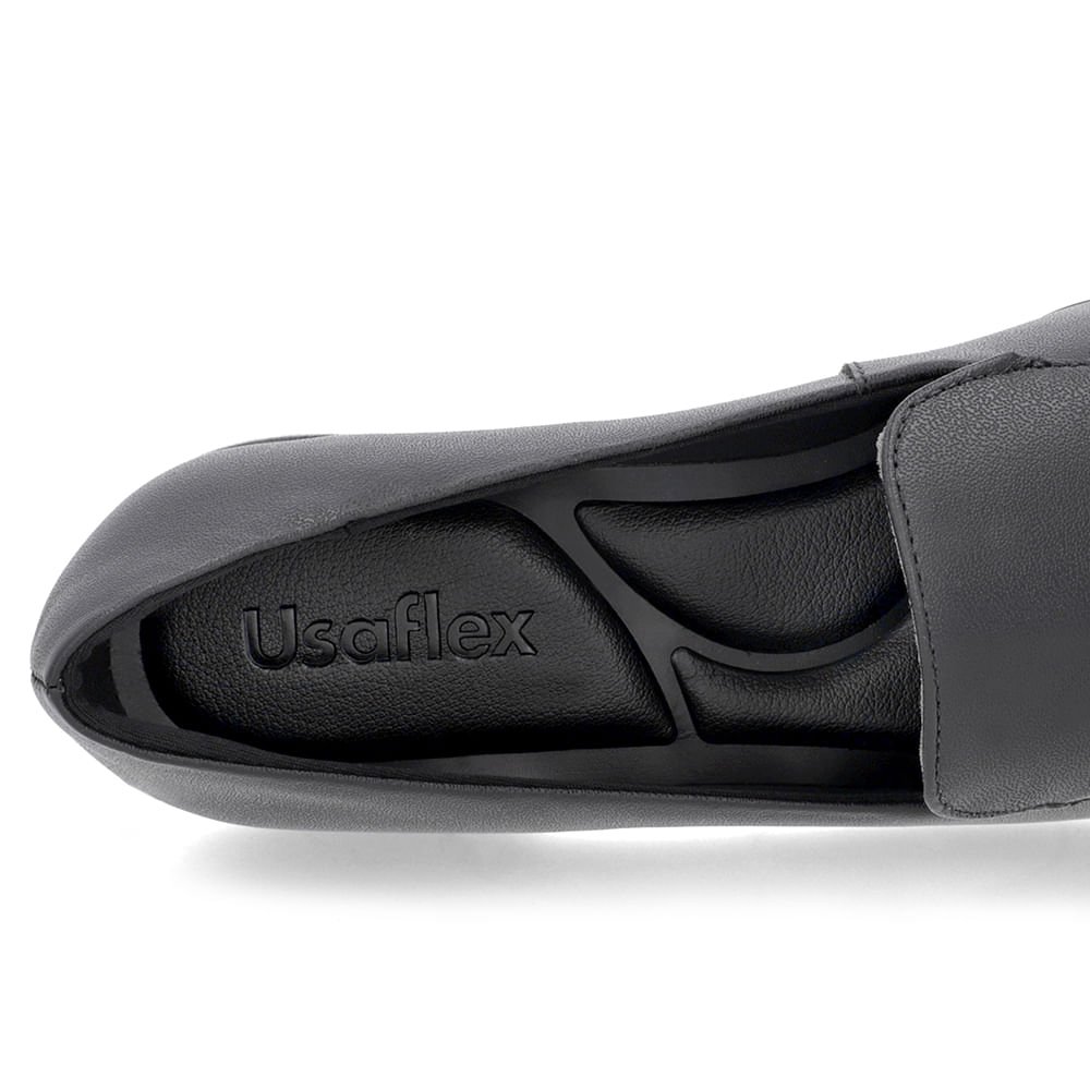 Loafer Preto Liso Básico Couro Preto 5