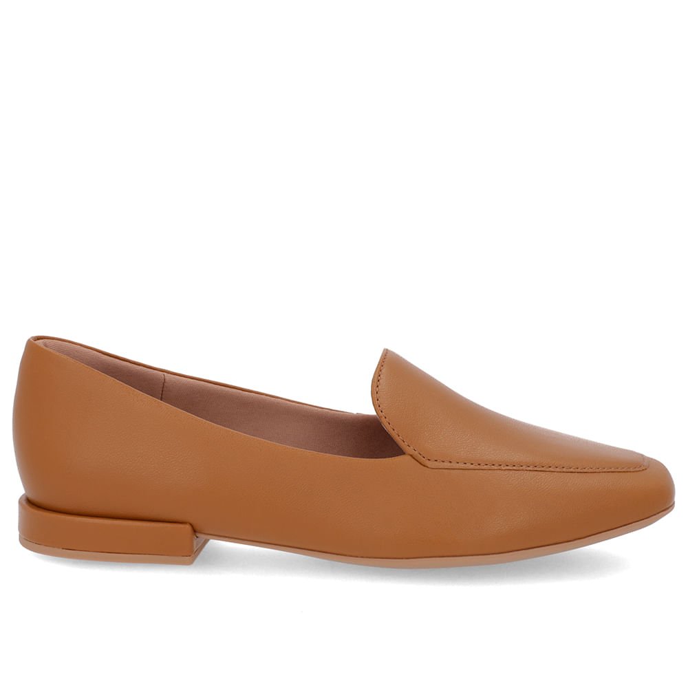 Loafer Marrom Liso Básico Couro Marrom 1