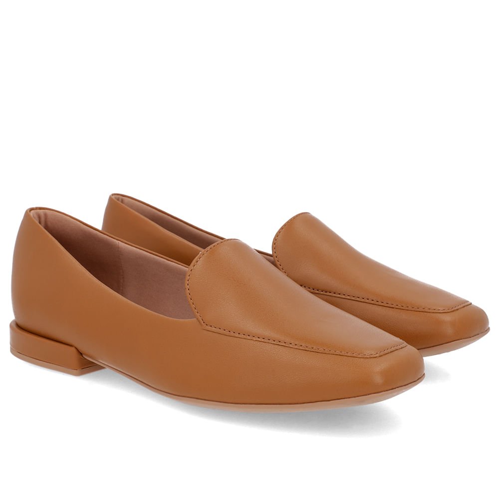Loafer Marrom Liso Básico Couro Marrom 2